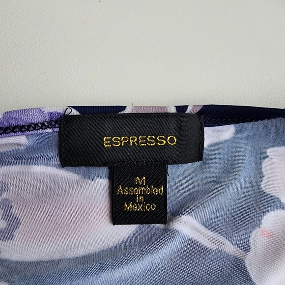 Espresso Womens Dress Floral Pink Blue Bell Sleeve Shift Boho Casual Stretch M - Picture 12 of 14